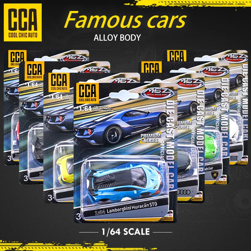 CCA Toy Model Car 1/64 Famous Car Simulation Diecast Vehicle World Collection Series Gift for 1:64 Hotwheels Boy Kid's Toys