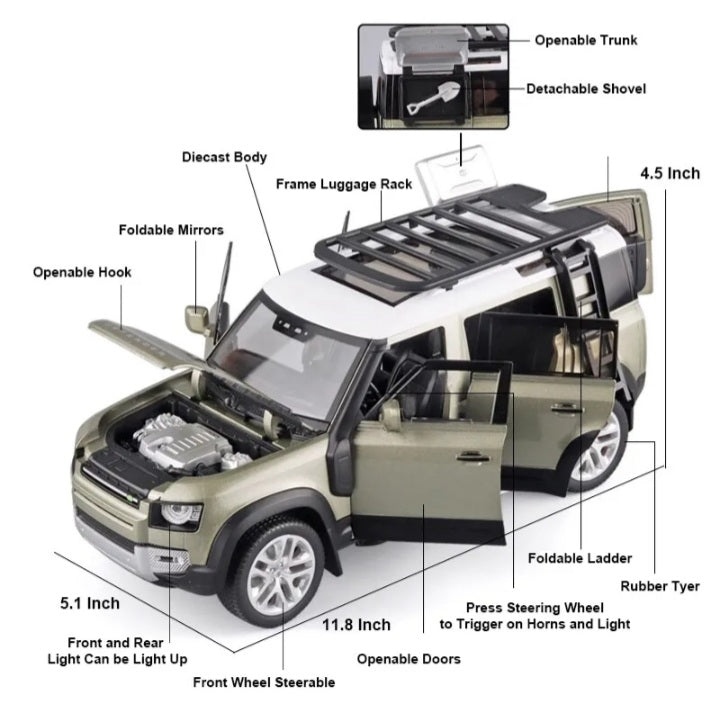 1:18 Land Rover Defender 110 L663 Style Diecast ~ Green