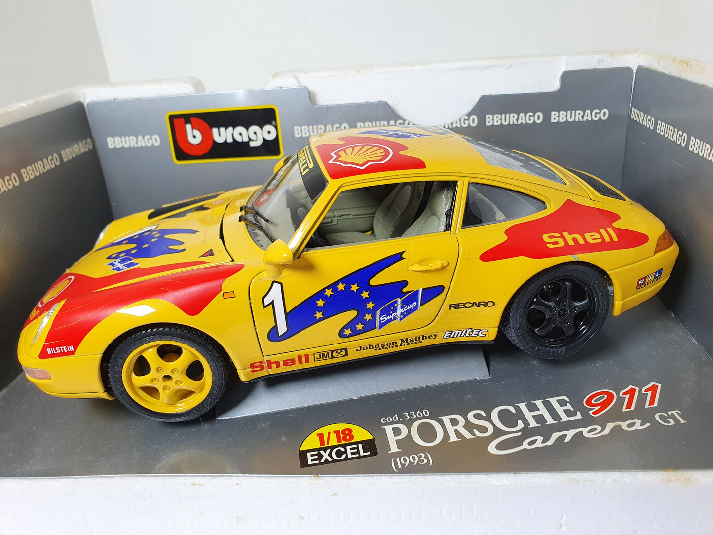 1:18 Porsche 911 993 Cup ~ Bburago ~ Yellow